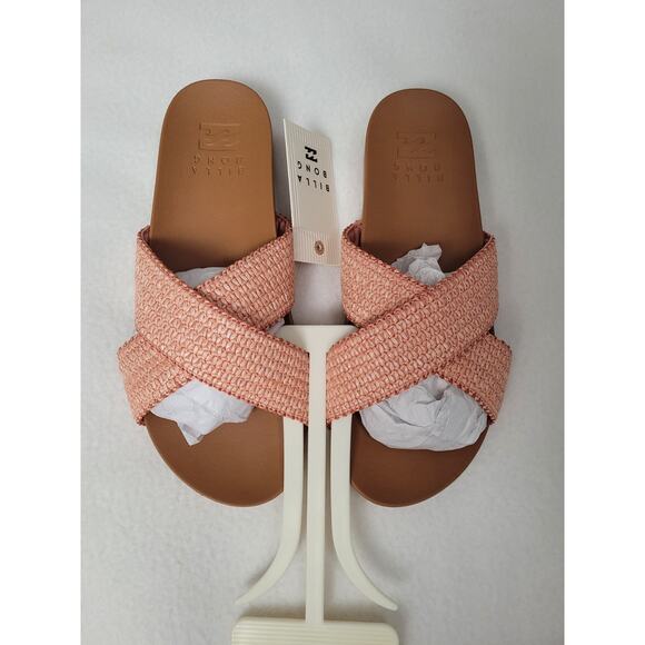 Billabong Avila Woven Crossband Slide Sandals Sweet Peach Size 6 - Picture 4 of 6